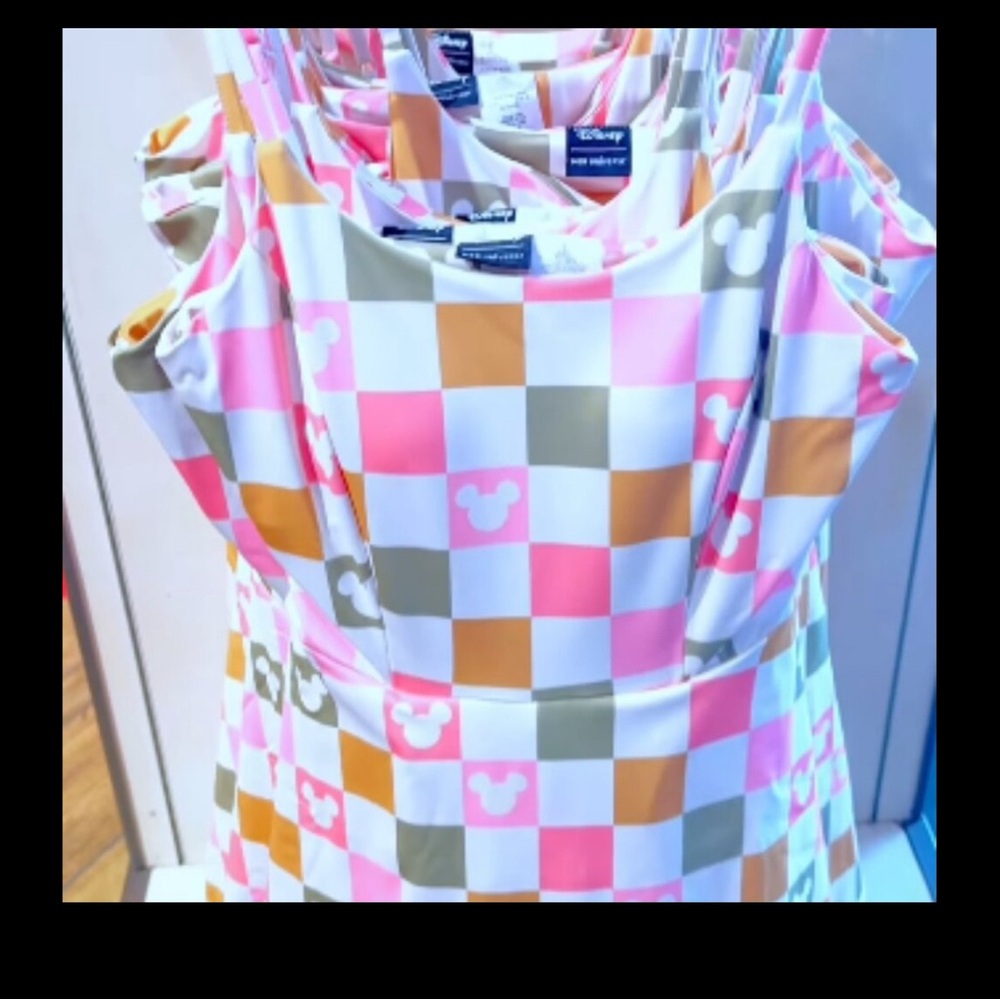 RARE Disney Dress with Pink, Orange, and Cream Checks- with easy shorts!!!